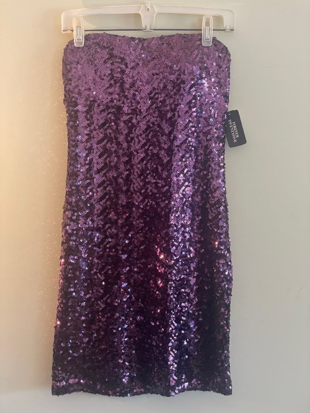 NWT Forever 21 Purple Sequin Strapless Dress Mini Size L Holiday Party Glam